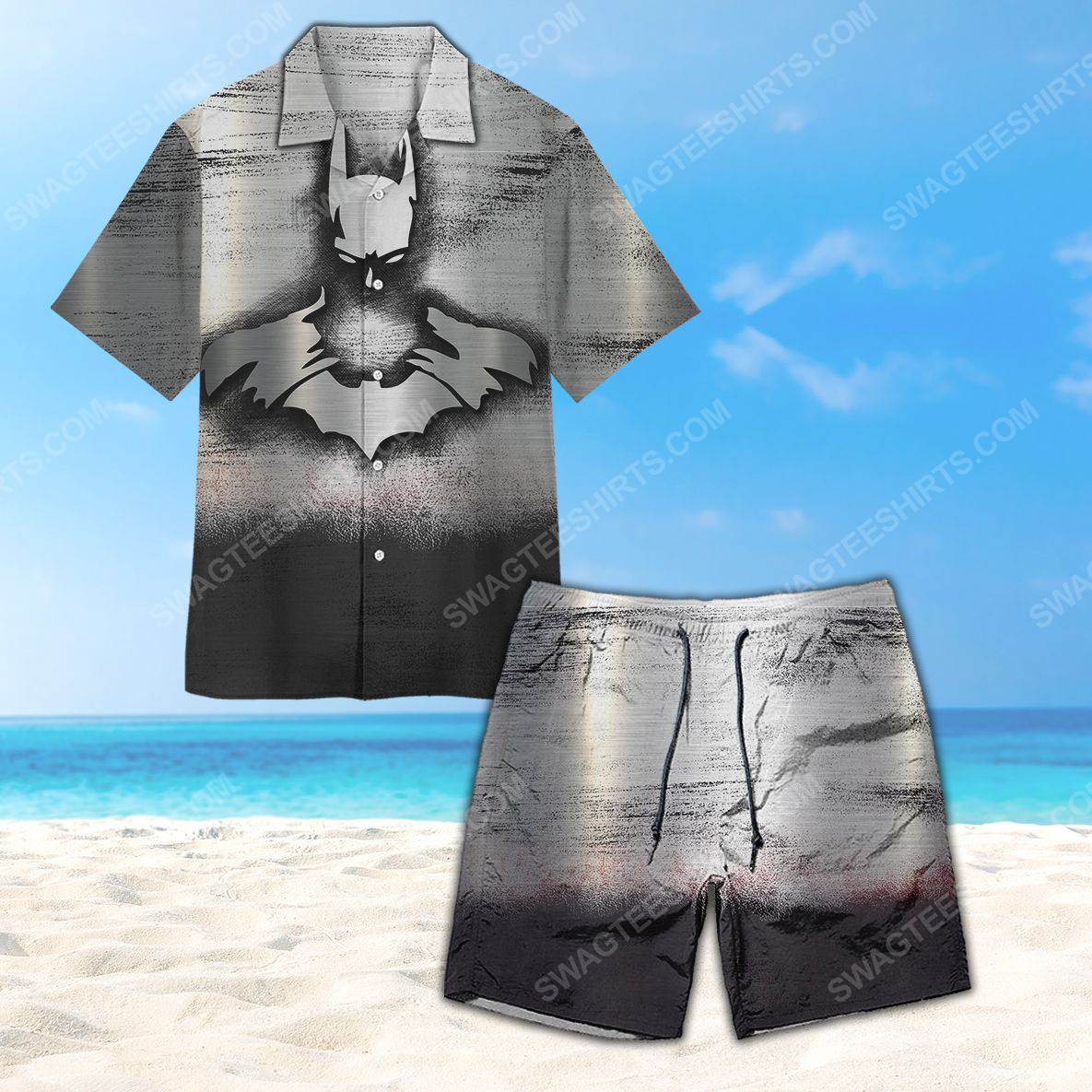 Batman Metallic Summer Vacation Hawaiian Shirt- Maria Batman Metallic Summer Vacation Hawaiian Shirt- Maria