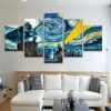 Batman Starry Night - Dc 5 Panel Canvas Art Wall Decor
