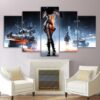 Battlefield Female Warrior - Gaming 5 Panel Canvas Art Wall Decor