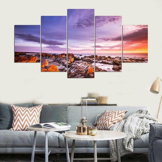 Bay Of Fires Tasmania - Nature 5 Panel Canvas Art Wall Decor Bay Of Fires Tasmania - Nature 5 Panel Canvas Art Wall Decor