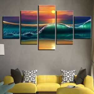 Beach Coastal Ocean Nautical - Nature 5 Panel Canvas Art Wall Decor