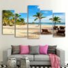 Beach Coconut Trees Sunshine - Space 5 Panel Canvas Art Wall Decor