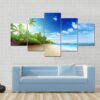 Beach In Sunset Time On Mahe Island - Nature 5 Panel Canvas Art Wall Decor