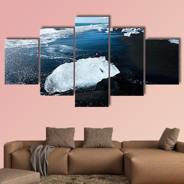 Beach In The South Of Iceland - Nature 5 Panel Canvas Art Wall Decor Beach In The South Of Iceland - Nature 5 Panel Canvas Art Wall Decor