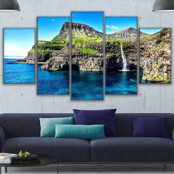 Beach Island Sea - Nature 5 Panel Canvas Art Wall Decor Beach Island Sea - Nature 5 Panel Canvas Art Wall Decor