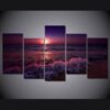 Beach Ocean Sea Sunset - Nature 5 Panel Canvas Art Wall Decor