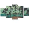 Beach Palm Trees Island 1 - Nature 5 Panel Canvas Art Wall Decor
