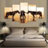 Beach Ride Horse - Nature 5 Panel Canvas Art Wall Decor
