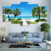 Beach Seascape Coconut Grove - Nature 5 Panel Canvas Art Wall Decor