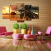 Beach Sunset 4 - Nature 5 Panel Canvas Art Wall Decor