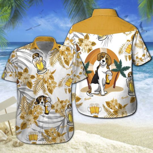 Beagle Beer Hawaiian Shirt Summer Button Up Beagle Beer Hawaiian Shirt Summer Button Up