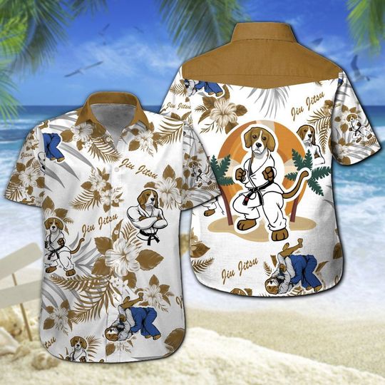 Beagle Jiu Jitsu Hawaiian Shirt Summer Button Up Beagle Jiu Jitsu Hawaiian Shirt Summer Button Up
