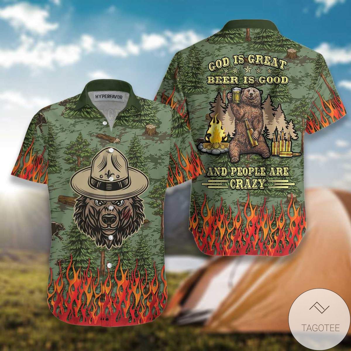 Bear Camping God Is Great Beer Is Good And People Are Crazy Hawaiian Shirt Bear Camping God Is Great Beer Is Good And People Are Crazy Hawaiian Shirt