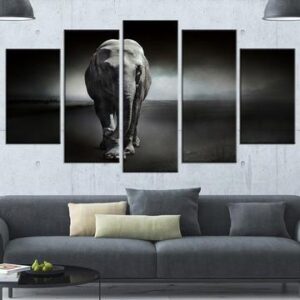 Beautified Elephant - Animal 5 Panel Canvas Art Wall Decor