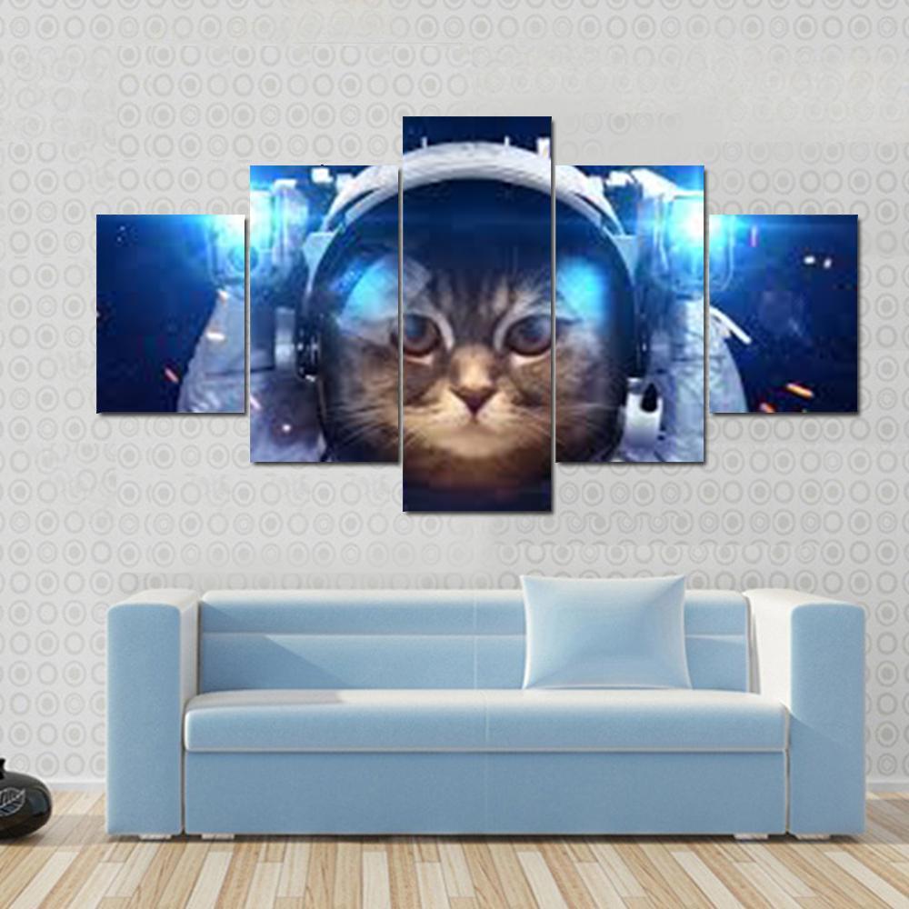 Beautiful Cat In Outer Space - Animal 5 Panel Canvas Art Wall Decor Beautiful Cat In Outer Space - Animal 5 Panel Canvas Art Wall Decor