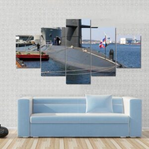 Beautiful Docked Submarine - Automative 5 Panel Canvas Art Wall Decor