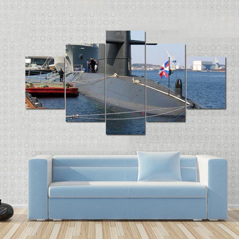 Beautiful Docked Submarine - Automative 5 Panel Canvas Art Wall Decor Beautiful Docked Submarine - Automative 5 Panel Canvas Art Wall Decor