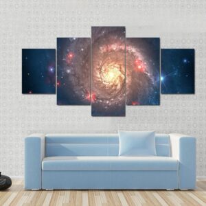 Beautiful Far Galaxy - Space 5 Panel Canvas Art Wall Decor