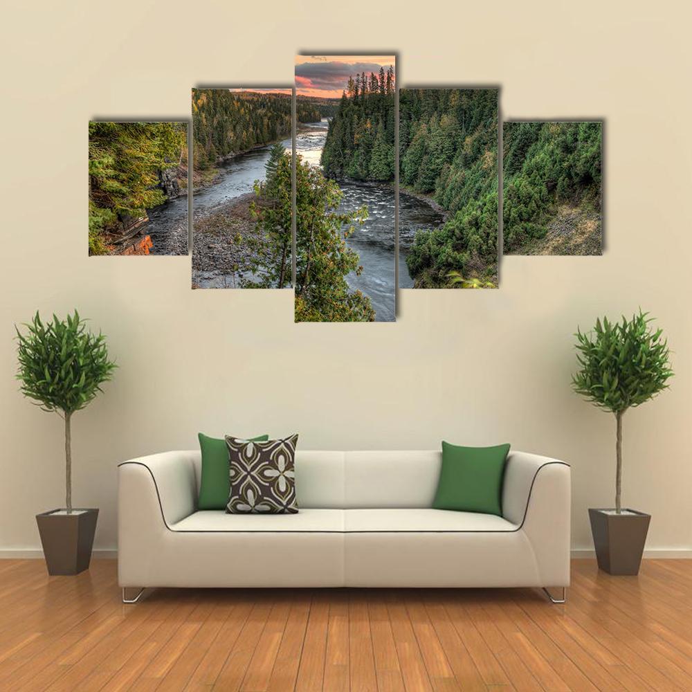 Beautiful Kakabeka Falls - Nature 5 Panel Canvas Art Wall Decor Beautiful Kakabeka Falls - Nature 5 Panel Canvas Art Wall Decor