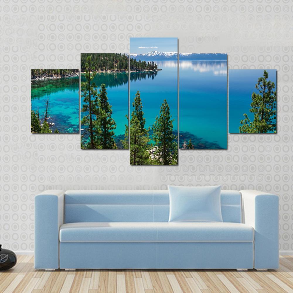 Beautiful Lake Tahoe - Nature 5 Panel Canvas Art Wall Decor Beautiful Lake Tahoe - Nature 5 Panel Canvas Art Wall Decor