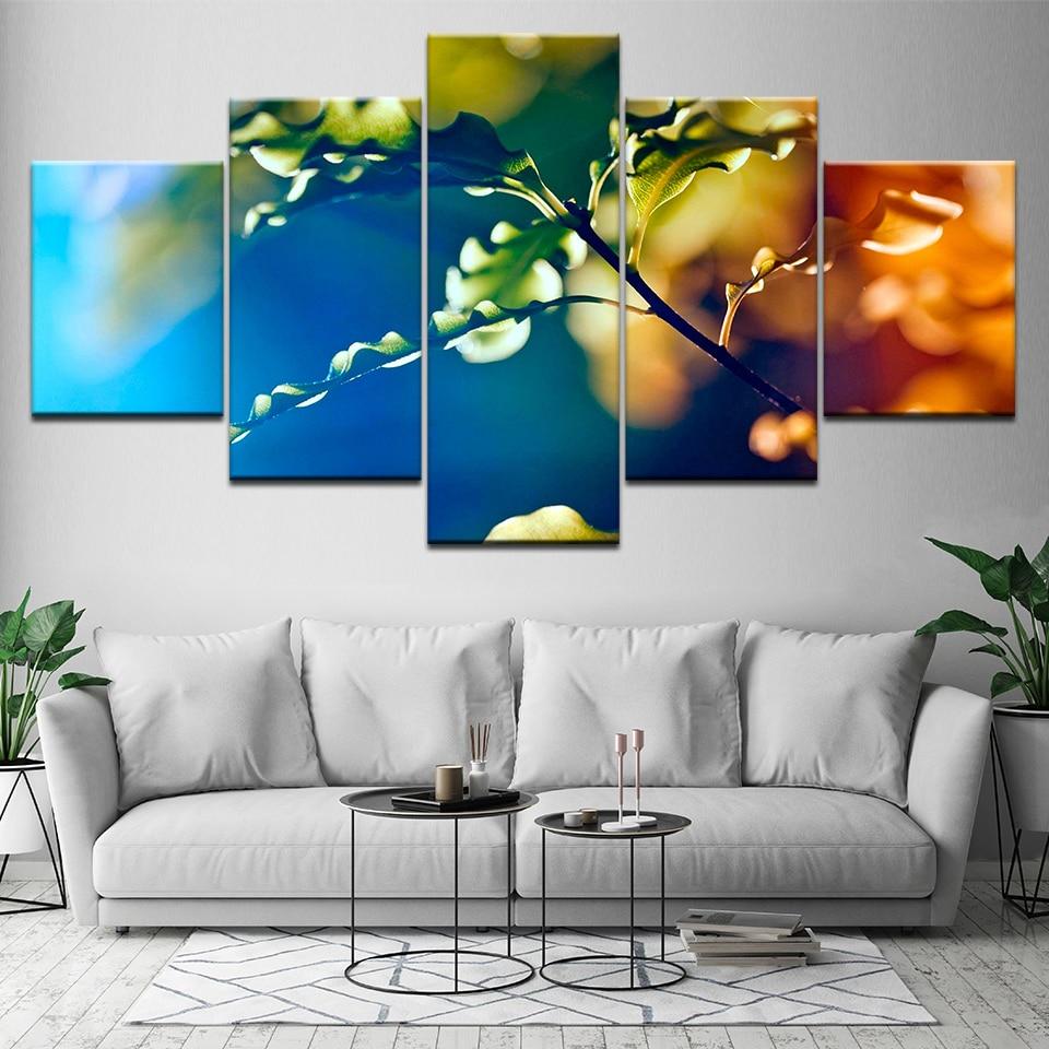 Beautiful Leaves - Nature 5 Panel Canvas Art Wall Decor Beautiful Leaves - Nature 5 Panel Canvas Art Wall Decor
