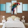 Beautiful Parrot Parrot Macaw - Abstract Animal 5 Panel Canvas Art Wall Decor