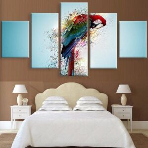 Beautiful Parrot Parrot Macaw - Abstract Animal 5 Panel Canvas Art Wall Decor