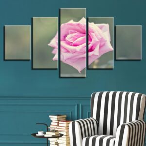 Beautiful Pink Flower 02 - Nature 5 Panel Canvas Art Wall Decor