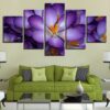 Beautiful Purple Flowers - Nature 5 Panel Canvas Art Wall Decor