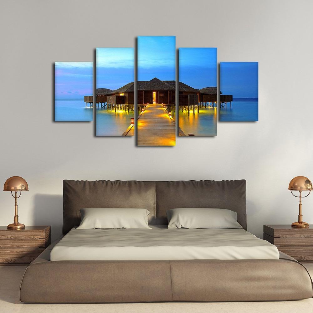 Beautiful Resort Scenery - Nature 5 Panel Canvas Art Wall Decor Beautiful Resort Scenery - Nature 5 Panel Canvas Art Wall Decor