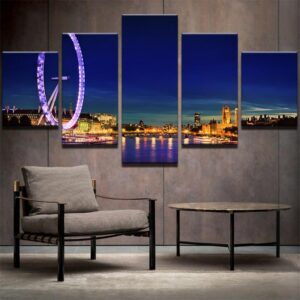 Beautiful Seaside City - Nature 5 Panel Canvas Art Wall Decor