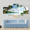 Beautiful Seychelles Beach And Wooden Pier - Nature 5 Panel Canvas Art Wall Decor