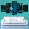 Beautiful Starry Sky Mountain Night - Nature 5 Panel Canvas Art Wall Decor
