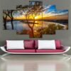 Beautiful Sunrise Natural Landscape 1 - Nature 5 Panel Canvas Art Wall Decor