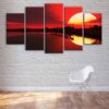 Beautiful Sunset Red Sky At Night - Nature 5 Panel Canvas Art Wall Decor