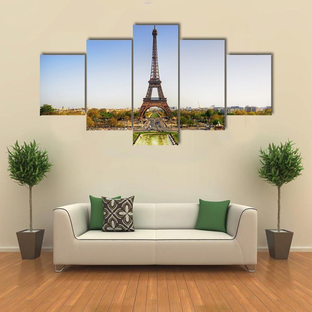 Beautiful View Of Eiffel Tower In Paris - Nature 5 Panel Canvas Art Wall Decor Beautiful View Of Eiffel Tower In Paris - Nature 5 Panel Canvas Art Wall Decor