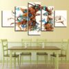 Beautiful Woman And Blue Butterfly - Abstract 5 Panel Canvas Art Wall Decor