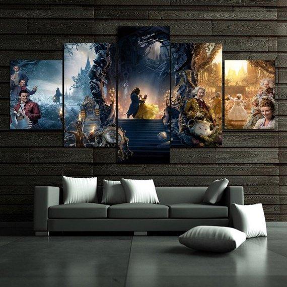 Beauty And The Beast 02 - Movie 5 Panel Canvas Art Wall Decor Beauty And The Beast 02 - Movie 5 Panel Canvas Art Wall Decor