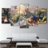 Beauty And The Beast 1 - Cartoon 5 Panel Canvas Art Wall Decor
