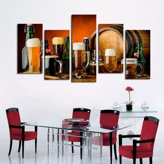 Beer Lovers - Wine 5 Panel Canvas Art Wall Decor Beer Lovers - Wine 5 Panel Canvas Art Wall Decor