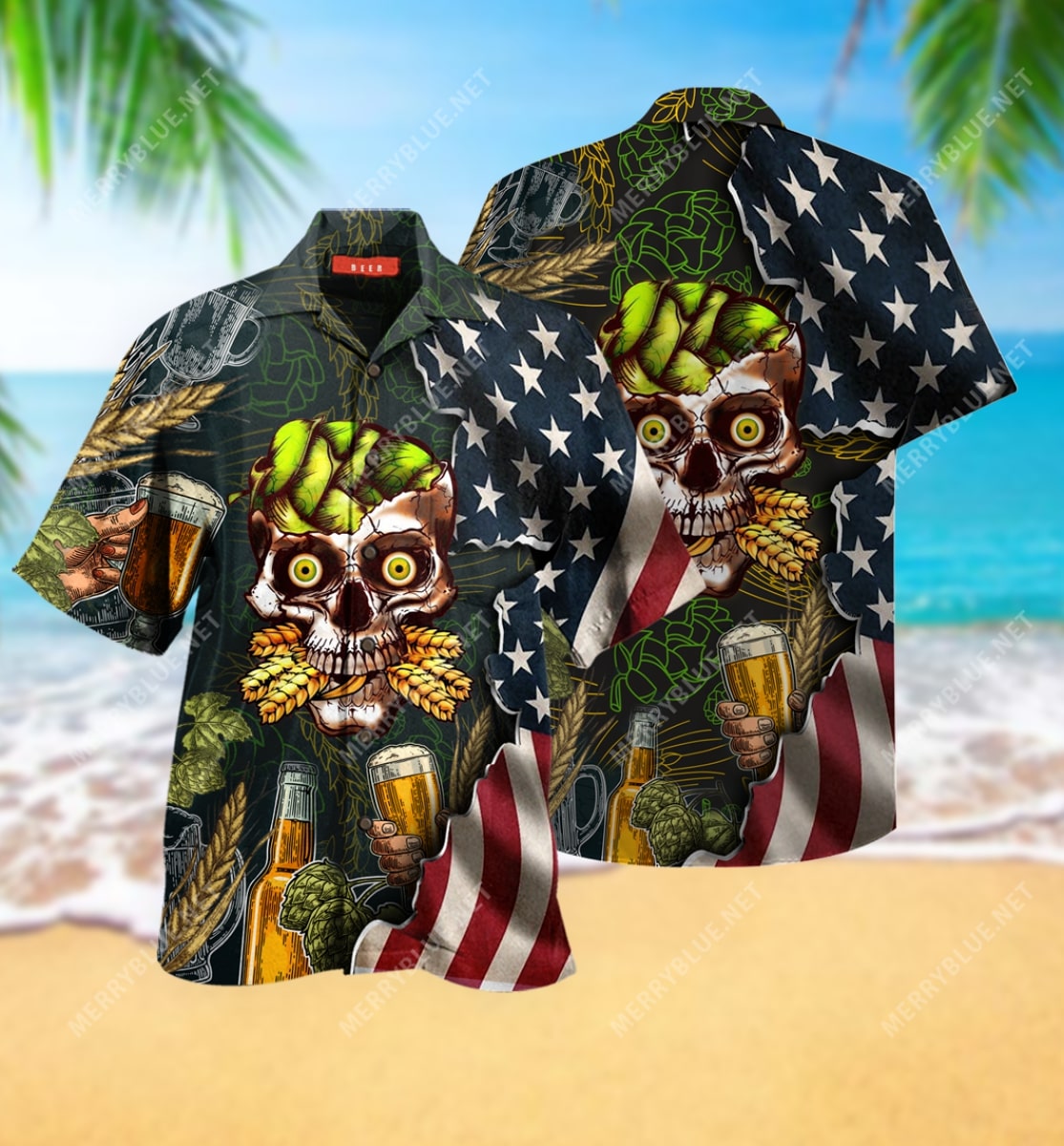 Beer Skull Party All Over Printed Hawaiian Shirt Beer Skull Party All Over Printed Hawaiian Shirt