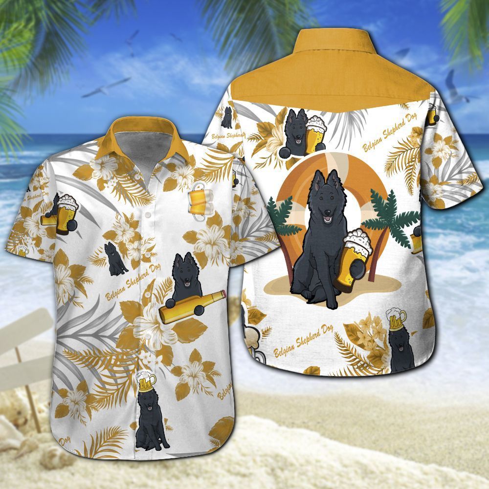 Belgian Shepherd Dog Beer Hawaiian Shirt Summer Button Up Belgian Shepherd Dog Beer Hawaiian Shirt Summer Button Up