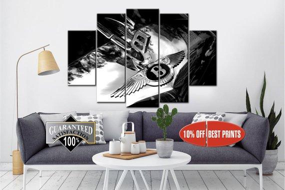 Bentley Bentley Sign - Abstract 5 Panel Canvas Art Wall Decor Bentley Bentley Sign - Abstract 5 Panel Canvas Art Wall Decor