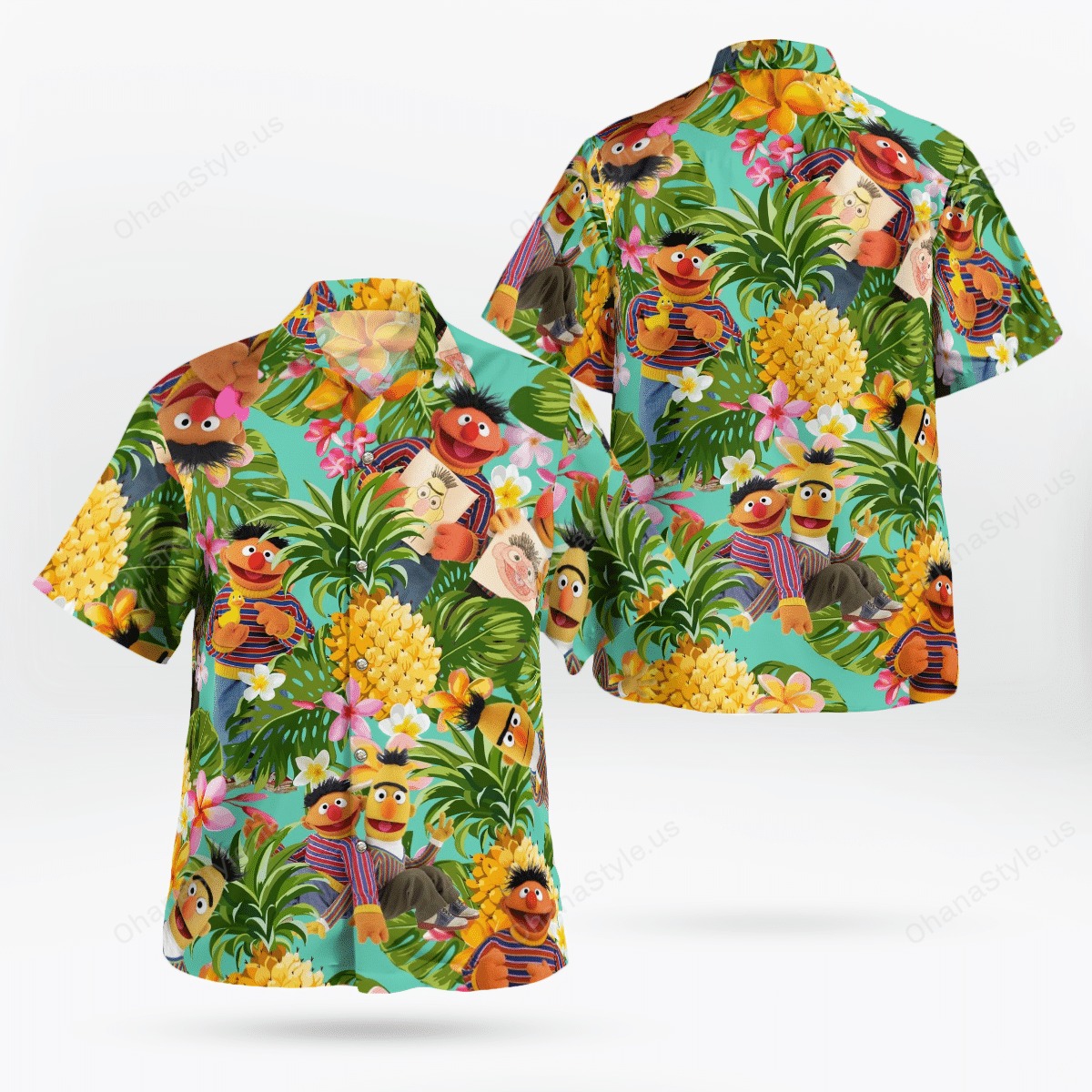Bert And Ernie Pineapple Tropical Hawaiian Shirt Bert And Ernie Pineapple Tropical Hawaiian Shirt