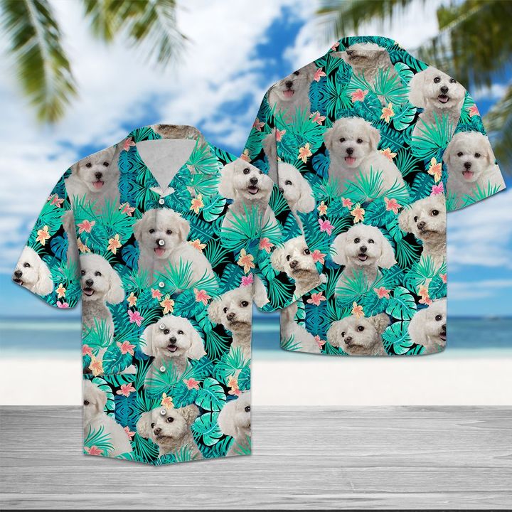 Bichon Frise Tropical Hawaiian Shirt Summer Button Up Bichon Frise Tropical Hawaiian Shirt Summer Button Up