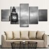 Big Ben In Black And White London England - Nature 5 Panel Canvas Art Wall Decor