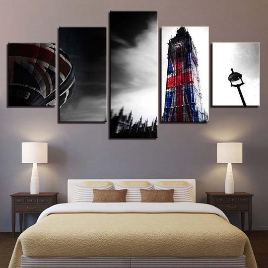 Big Ben Parliament London England - Nature 5 Panel Canvas Art Wall Decor Big Ben Parliament London England - Nature 5 Panel Canvas Art Wall Decor