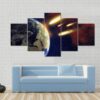 Big Comets Approching Planet Earth Atmosphere - Space 5 Panel Canvas Art Wall Decor