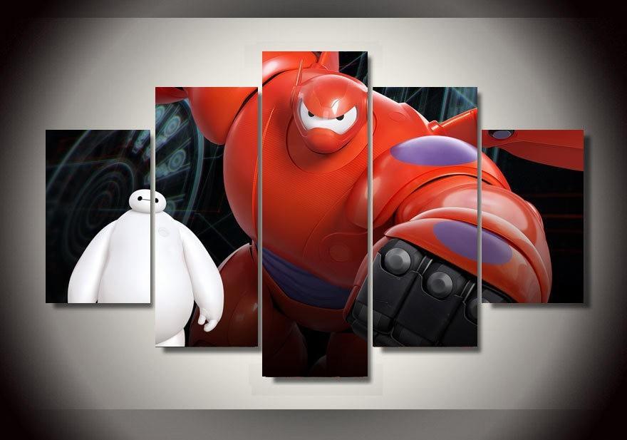 Big Hero - Cartoon 5 Panel Canvas Art Wall Decor Big Hero - Cartoon 5 Panel Canvas Art Wall Decor