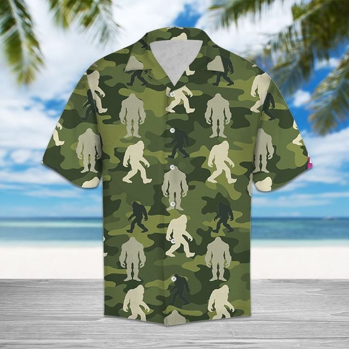 Bigfoot Camo Hawaiian Shirt Summer Button Up Bigfoot Camo Hawaiian Shirt Summer Button Up